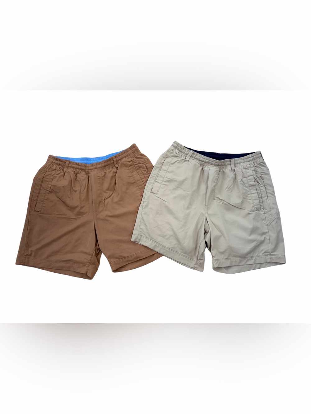 Birddogs Men's Size Medium Tan and Khaki Athletic Activewear Cargo Shorts Bundle